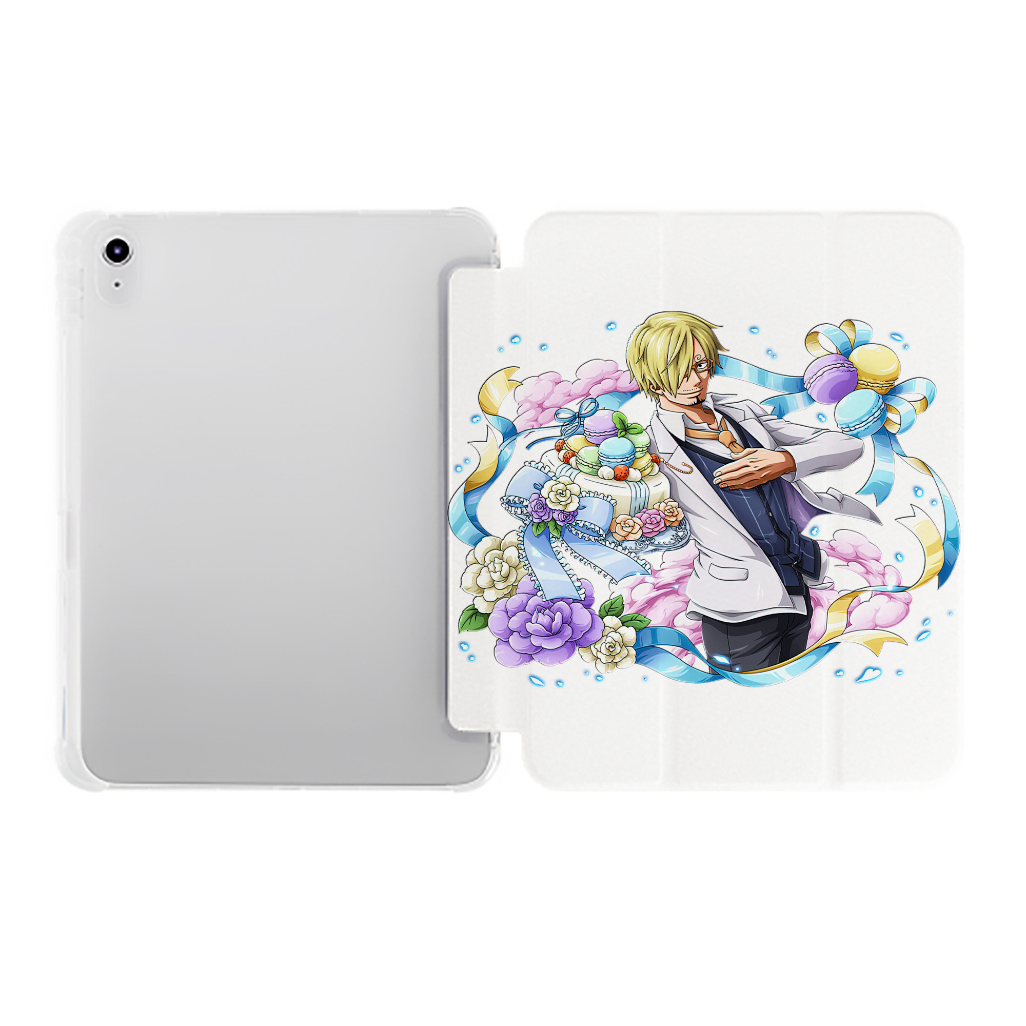 （画像用） ワンピース サンジ ONE PIECE Sanji IPad ケース ペン収納付き 三つ折りスタンド PUレザー×シリコン 対応機種9.5/10.5/10.9インチ